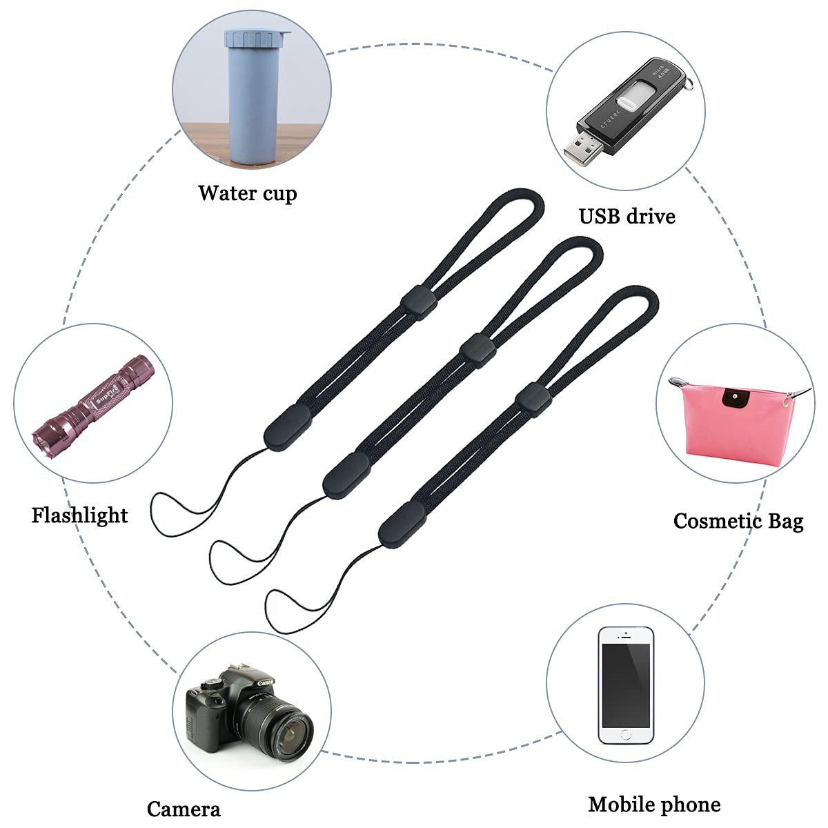 yuntop 5PCS Wrist lanyard, 7.8 inch Hand Wrist Strap Lanyard, Adjustable Nylon Wristlet Straps for Cell Phone, Camera, GoPro, PSP, USB Flash Drives
