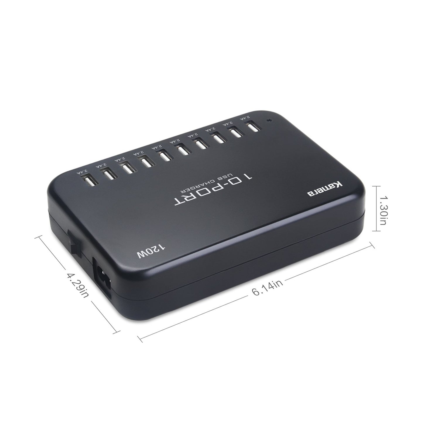 USB Charger 10-Port 120W, Multi-Port USB Charging Hub 24A Desktop Power Station for iPhone X/8/7/6S/6 Plus/5S, Ipad Pro/Air2/ Mini, Galaxy S9/S8/S6