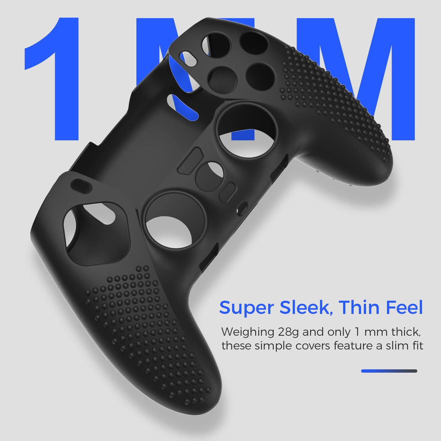 KOEBSHPE Anti-Slip Cover for PS5 DualSense Controller, Accessories Including Cover for DualSense Edge, Thumb Caps, Triggers Extenders, and Touchpad
