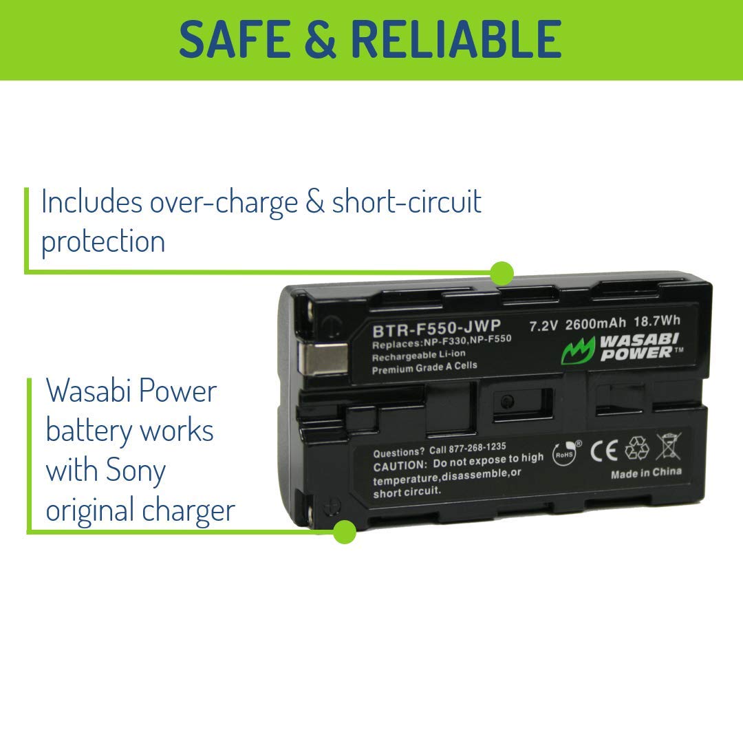Wasabi Power Battery for Sony NP-F330, NP-F530, NP-F550, NP-F570 (2600mAh, L Series) & CN-160, CN-216, CN-126 Series, Atomos Ninja V, Shinobi, Shogun