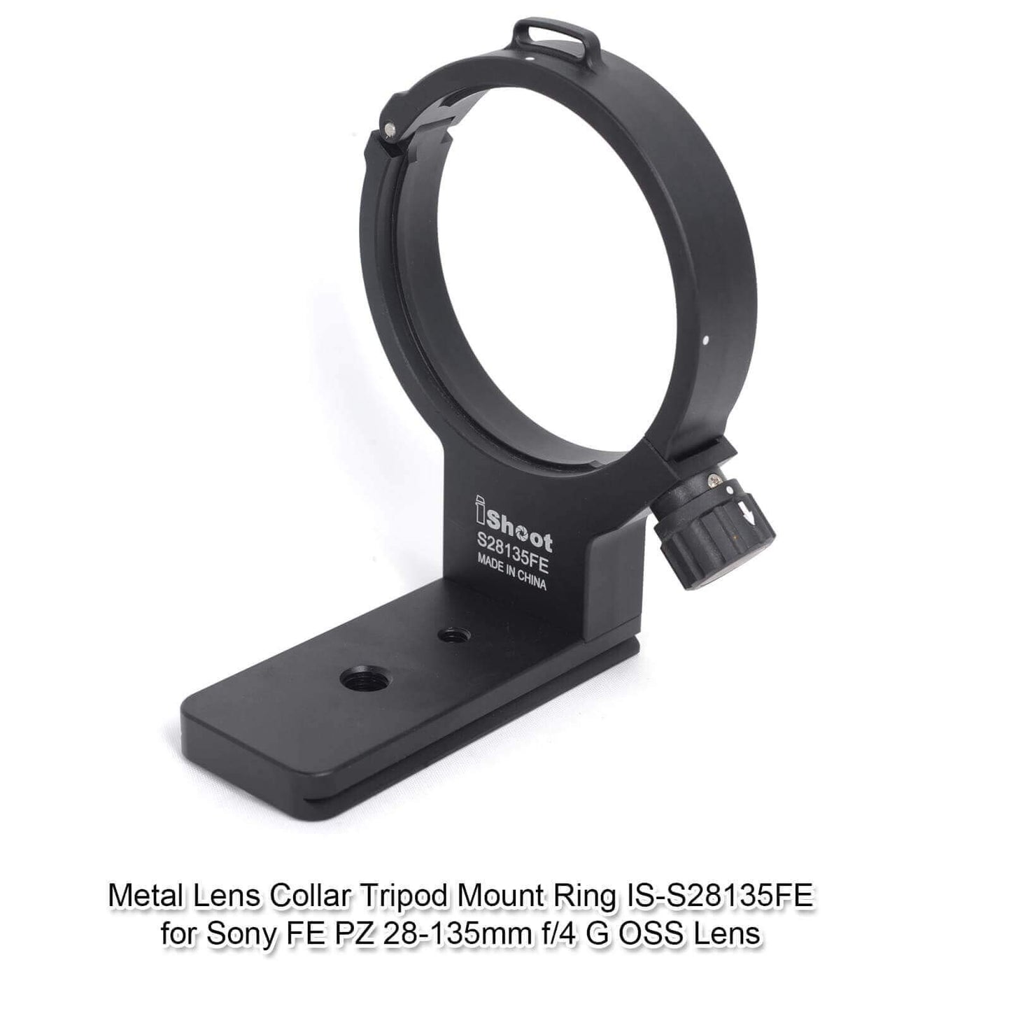 iShoot Lens Collar Support Compatible with Sony FE PZ 28-135mm f/4 G OSS SELP28135G, CNC Machined Lens Tripod Mount Ring, Bottom is ARCA Fit Quick