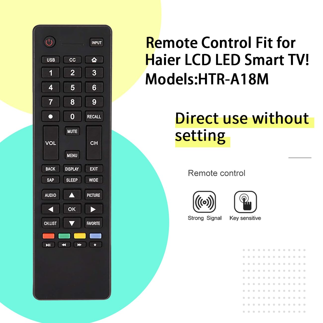 HTR-A18M Replacement Remote Control for Haier LCD LED Smart TV LE58F3281 32D3000 55D3550 40D3500M 48D3500 LE48M600M80 LE50M600M80 LE32M600M20
