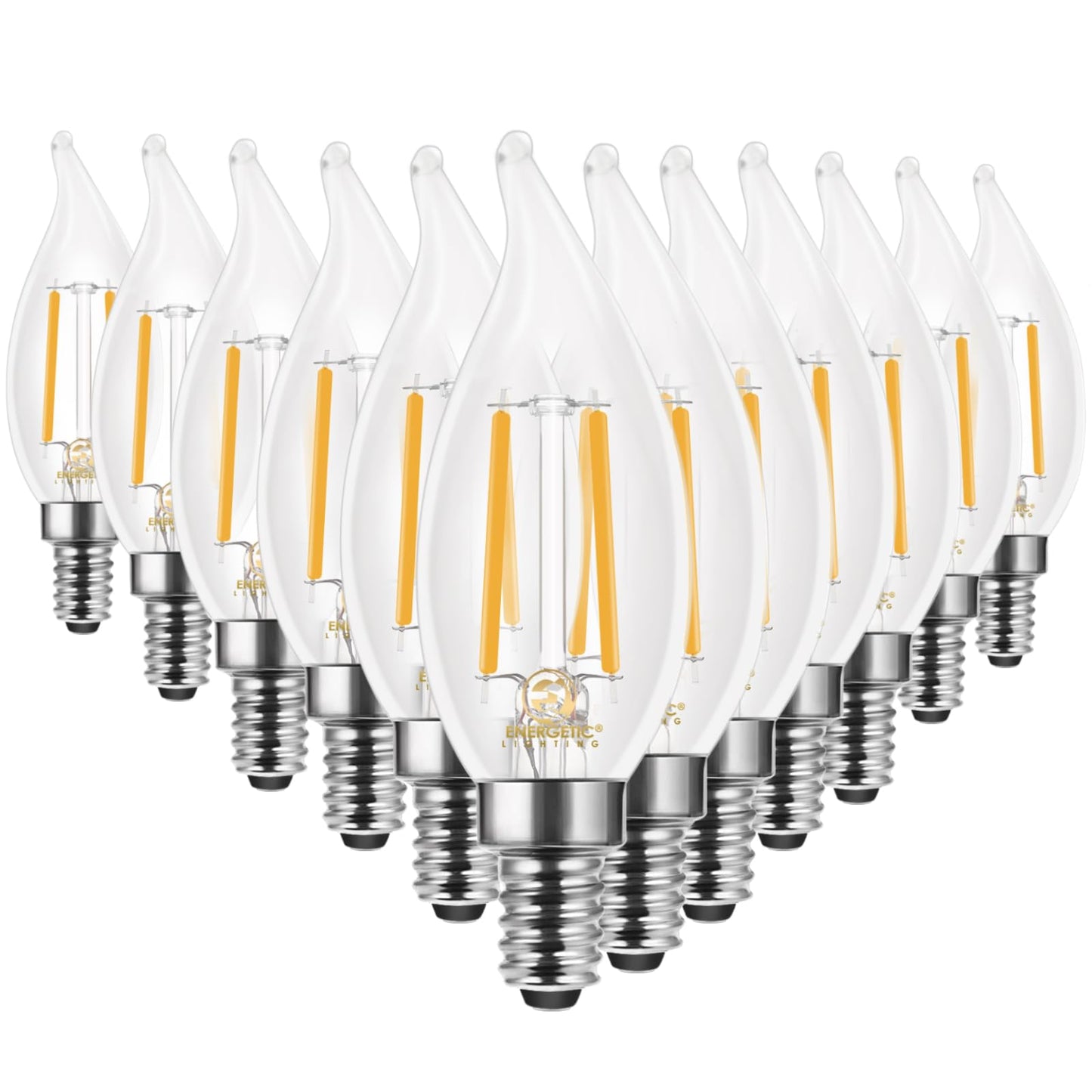 Energetic 90+ CRI LED Candelabra Light Bulb 60W Equivalent E12 LED Bulb Dimmable 2700K Soft White, Chandelier Light Bulbs, 5W 450LM Flame Tip CA10