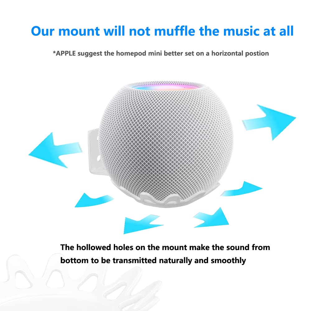 EMAQUIN Wall Mount Bracket for Homepod Mini (Drill Free,Sturdy Metal,Enduring Paint Finish,Easy Install on The Wall,Compatible with Homepod