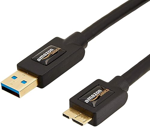 Amazon Basics USB 3.0 Cable, Type USB-A Male to Micro USB, 6 feet (1.8 Meters), Black