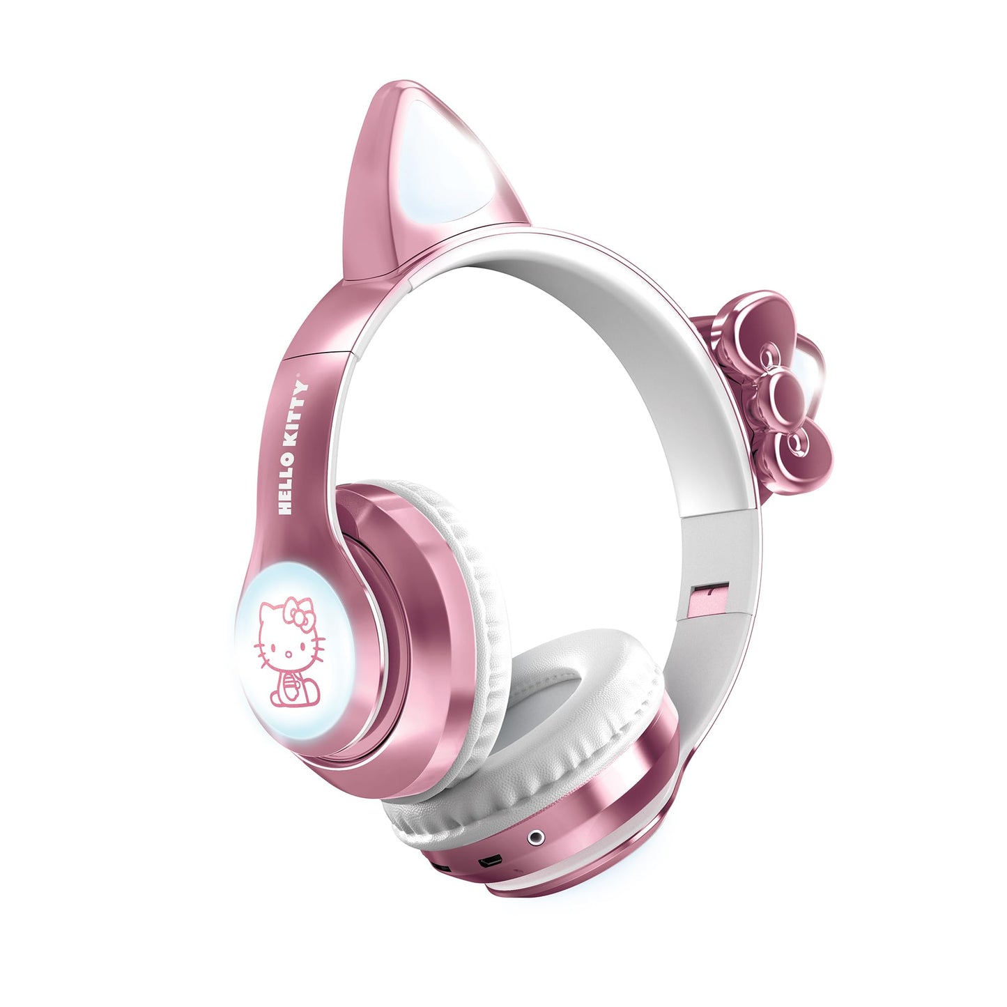Hello Kitty Wireless Light Up Headphones - Foldable Design, Built-in Microphone, Multicolored Lights, Bluetooth 5.3, Long Battery Life, and Superior