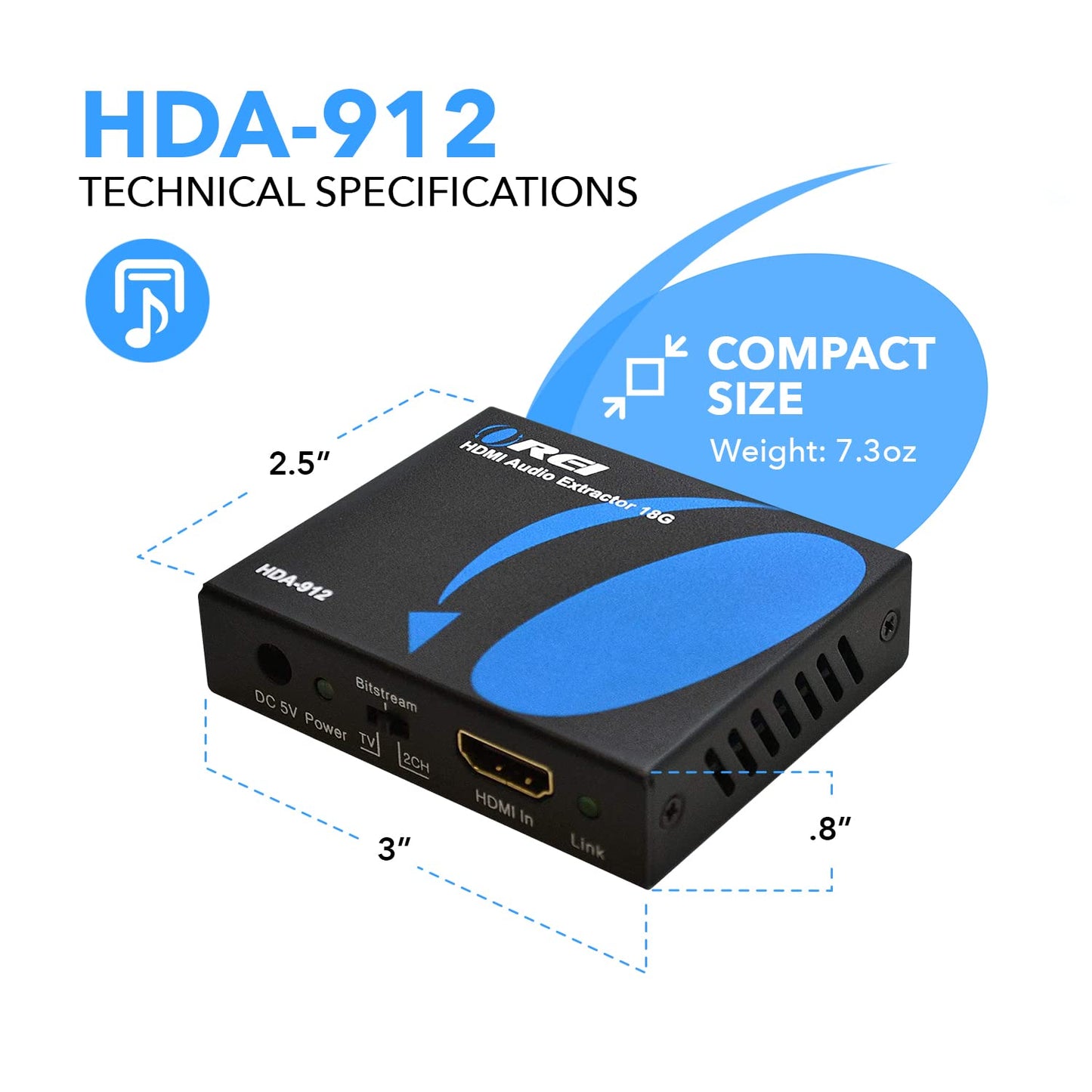 OREI 4K 60Hz 18G HDMI 2.0 Audio Converter Extractor - SPDIF + 3.5mm Output - HDCP 2.2 - Dolby Digital/DTS Passthrough CEC, HDR, Dolby Vision, HDR10