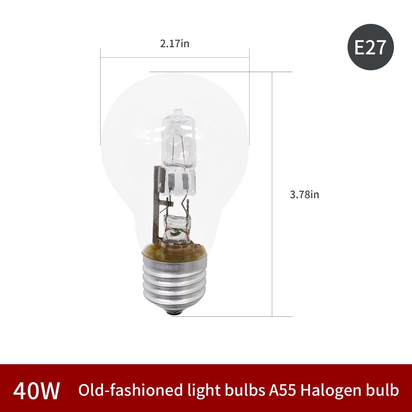 GEIparts AC110-130V 40W A55 Halogen Lamp LED Vintage Old Fashioned Bulb Dimming Halogen Tungsten Bulb E27 E26 Screw