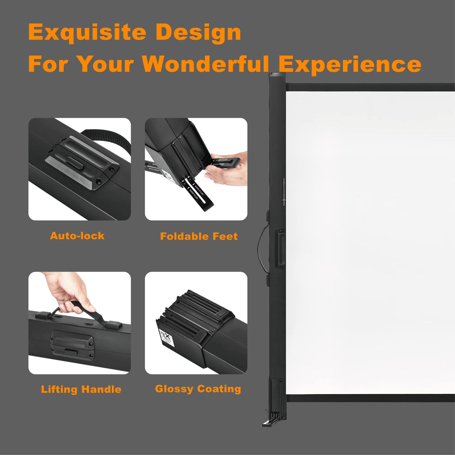 Portable Projector Screen with Stand, 50 Inch 4:3, Outdoor Projector Screen, Lightweight and Retractable, 1.2 High Gain Wrinkle-Free Video Projection
