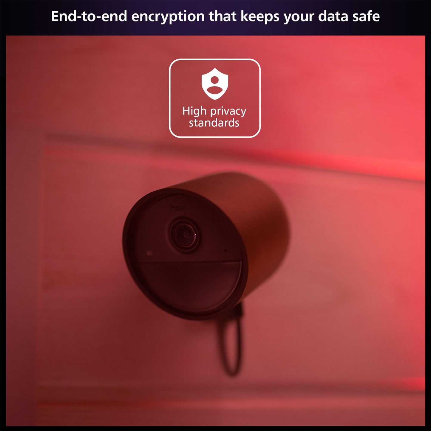 PHILIPS Hue Secure Wired Smart Home Security Camera, Black, 1 Pack, 1080P HD, Night Vision Camera, Motion Detection Home Security System, Two-Way