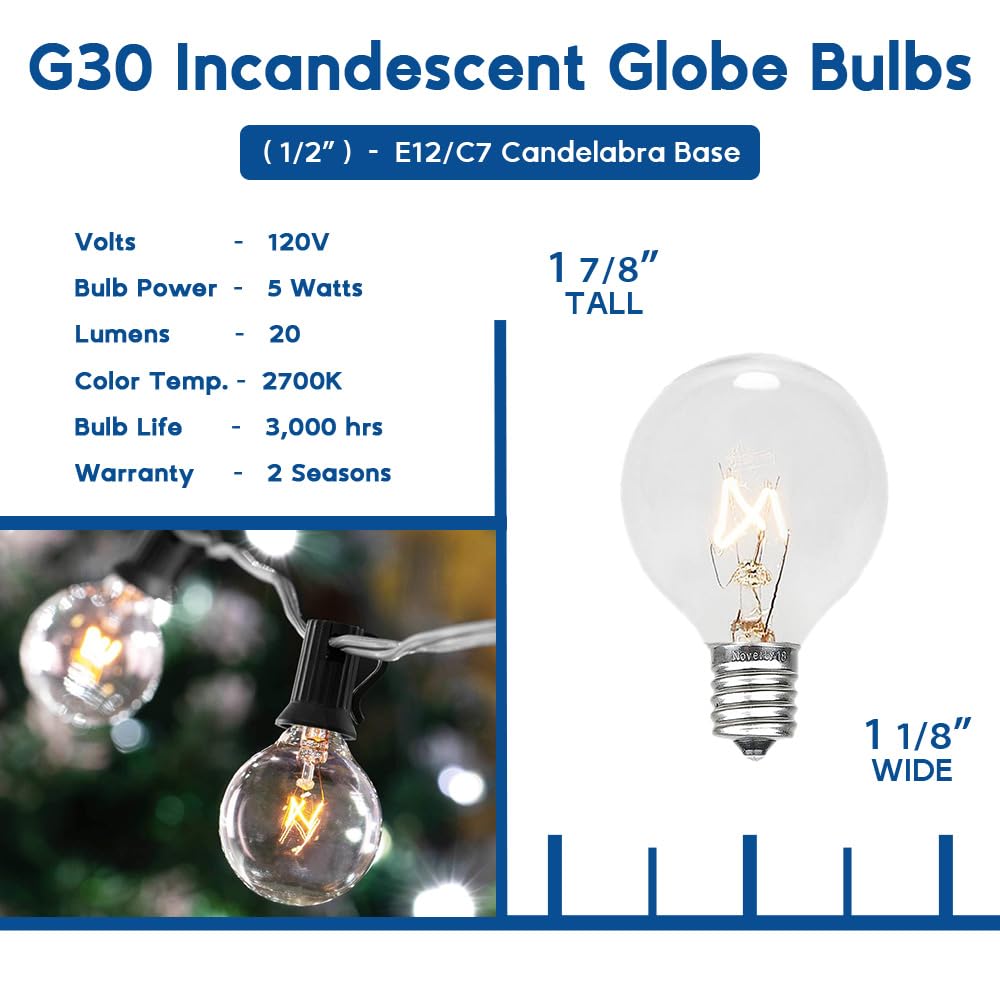 Novelty Lights G30 Globe Replacement Bulbs, Orange, 5 Watt, 25 Pack