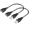 SYGGDERS 2 Pcs USB to RJ45 8p4c Ethernet Converter, Gigabit Ethernet Extension Cable (11.81 Inches) Suitable for Routers/Modems/Cameras/Set-Top