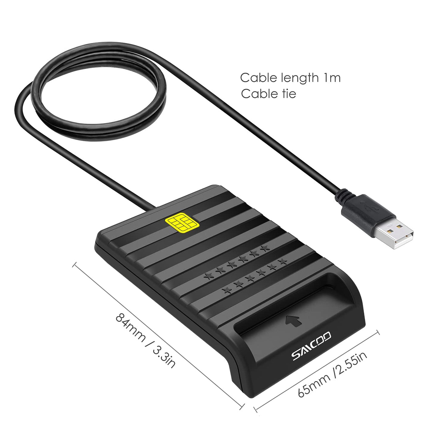 Saicoo® DOD Military USB Common Access CAC Smart Card Reader, Compatible with Mac OS, Win (Support VA PIV Card)