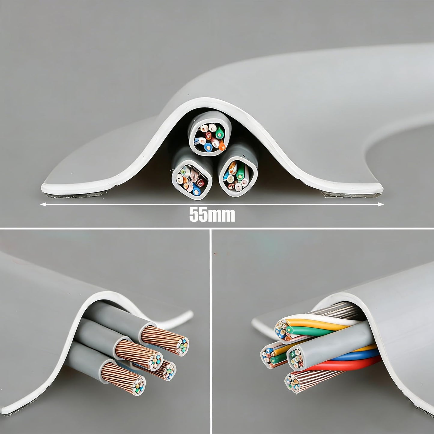 Floor Cord Hider Self Adhesive Prevent Cable Trips, Cord Cover Extension Cable Management Strip Protector Concealer Channel for Wires Wall Homes