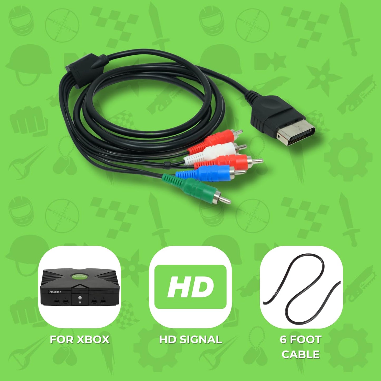 Old Skool Silver-Plated HDTV High-Definition HD TV Component Cable for Xbox