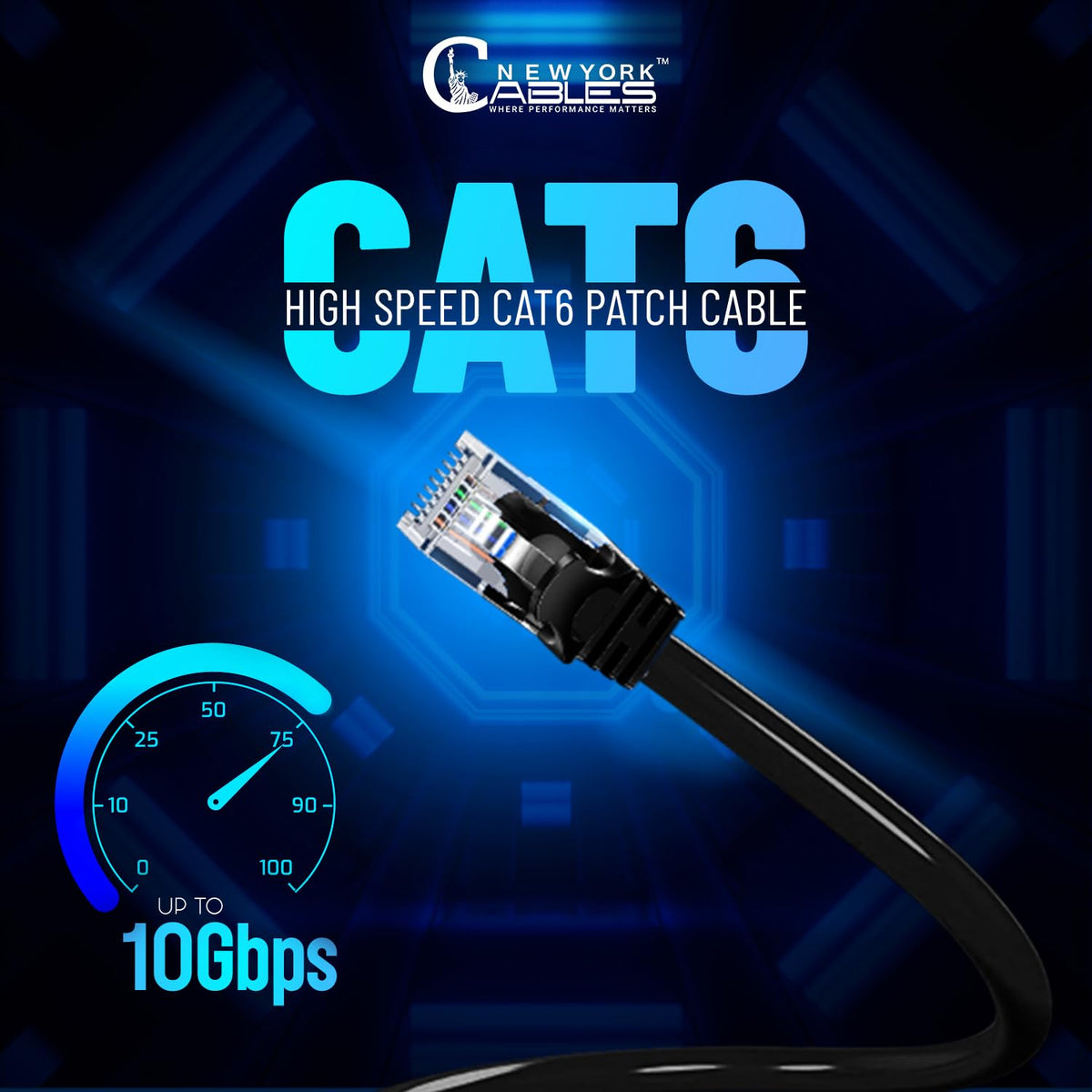 NewYork Cables Cat6 Ethernet Patch Cable 3ft (5 Pack), Snagless Cat6 Patch Cables for Data Centers, 10Gbps, 550Mhz Ethernet Cord, Bare Copper Network
