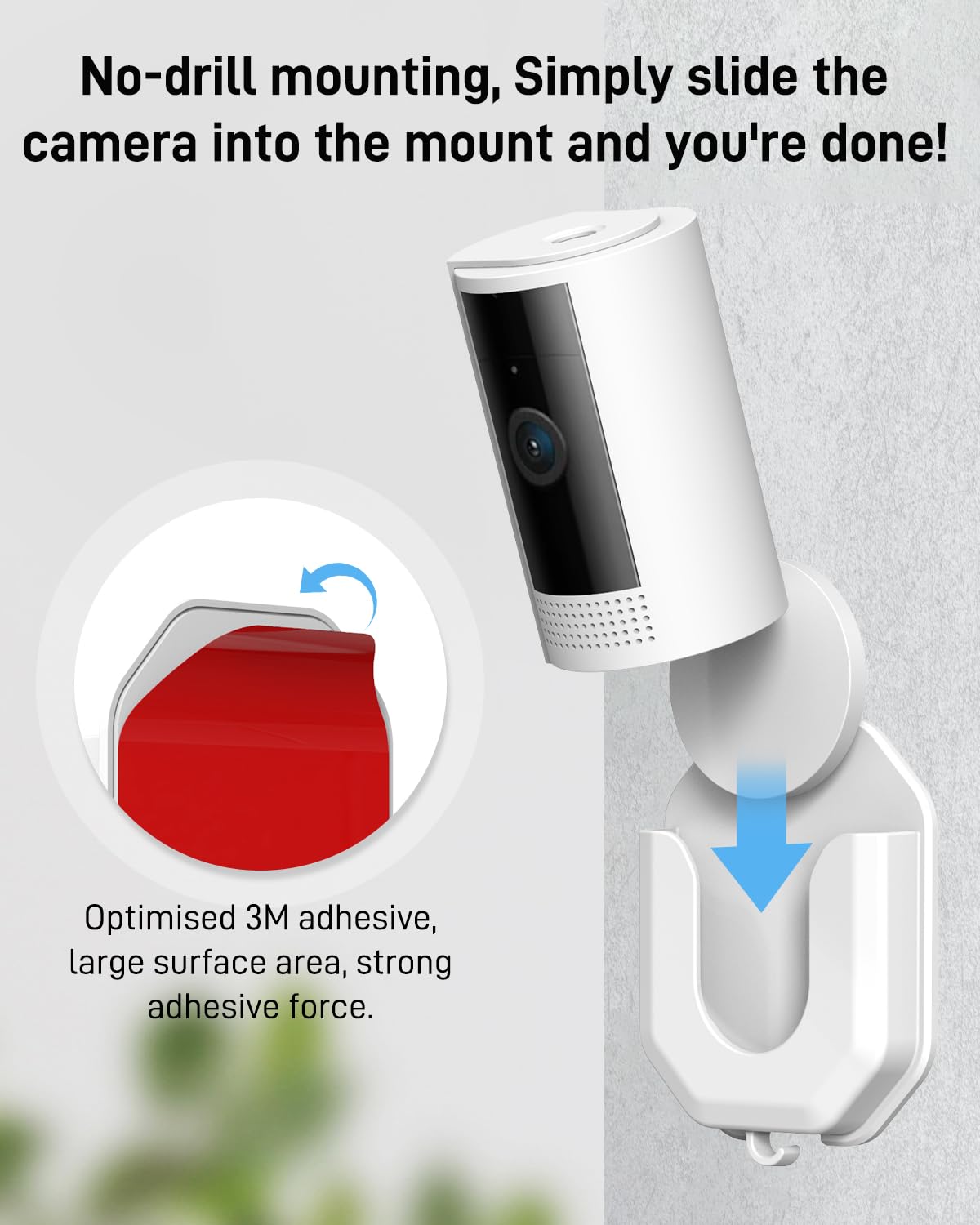 No Drill Ring Indoor Cam Adhesive Wall Mount Bracket, Strong Durable Adhesive Camera Mount Stand for Ring Indoor Cam and Indoor Cam Plus/Blink Mini