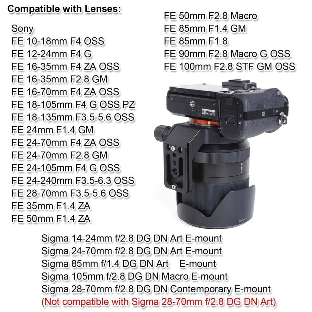 iShoot Tripod Mount Ring Lens Collar Support Bracket Holder Compatible with Sony FE 24-240mm F3.5-6.3 OSS, 24-70mm f/4 ZA OSS, 24mm f/1.4 GM, 10-18mm