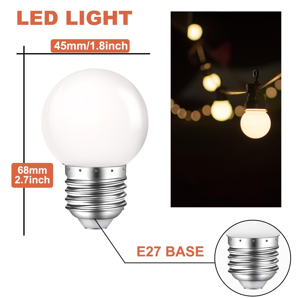 MZyoyo Night Light Bulbs,Small LED Night Light Bulb,1W G14 G45 1W E26 Soft White 2700K,Small Light Bulbs for Night Lights,Energy Saving,Equivalent 5