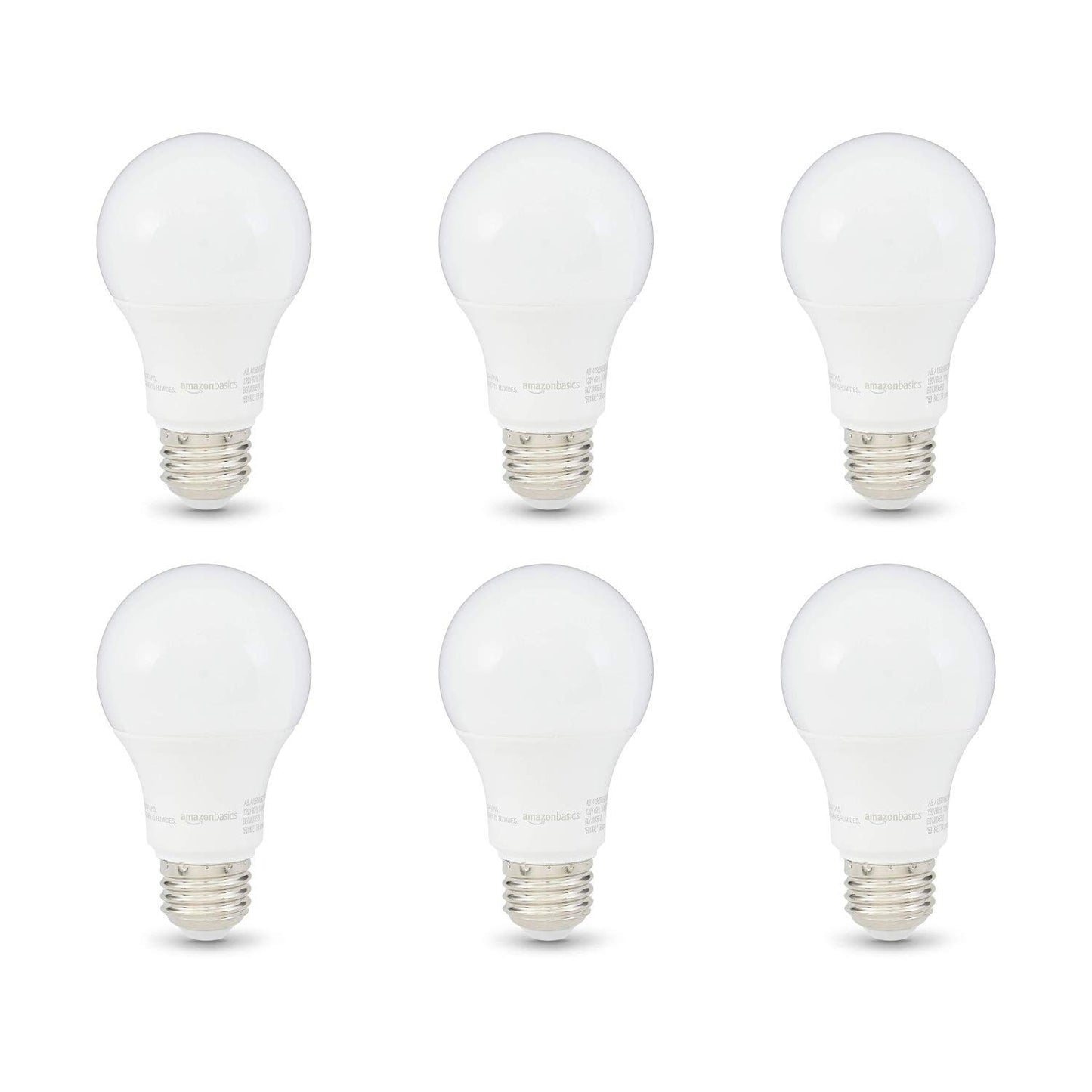 Amazon Basics A19 LED Light Bulbs, 60 Watt Equivalent, Energy Efficient 9W, E26 Standard Base, Soft White 2700K, Dimmable, 10,000 Hour Lifetime