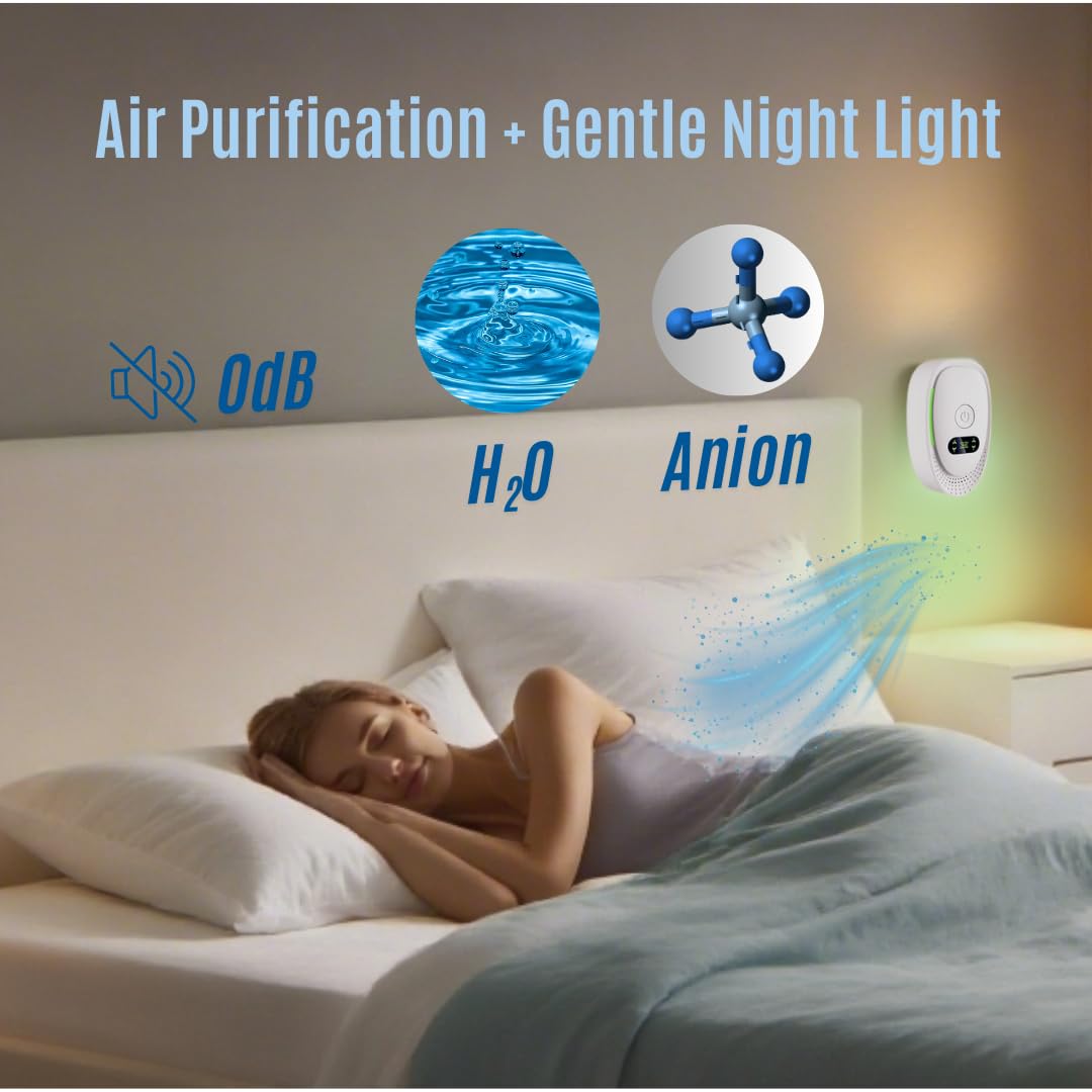 Smart Air Ionizer 4-Pack for Home with Night Light | Negative Ion Air Enhancer for Bedroom, Kitchen, Office | Helps Maintain Air | Quiet 0dB, Energy