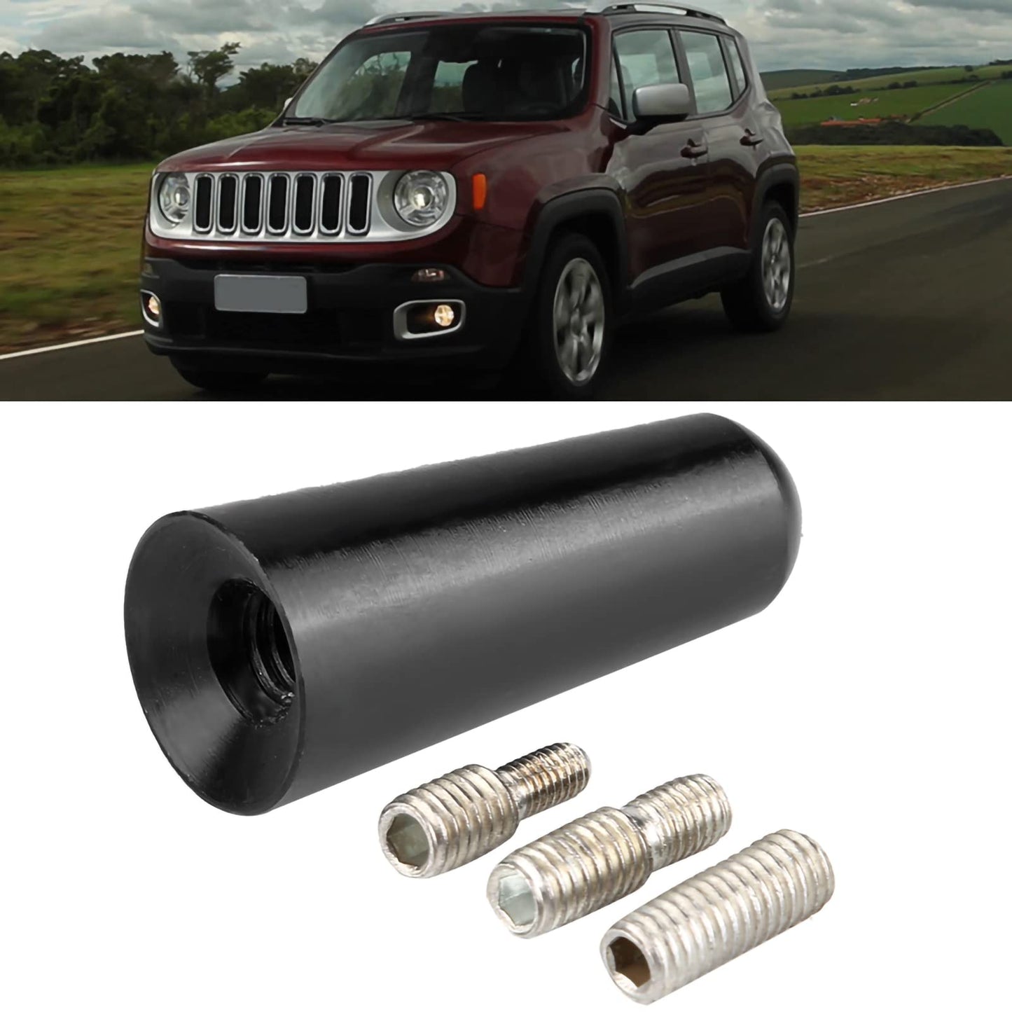 Acouto Car Short Antenna, 3cm Aluminum Alloy Replacement Car Antenna Rod Mast Roof Short Rod Aerial Adapter