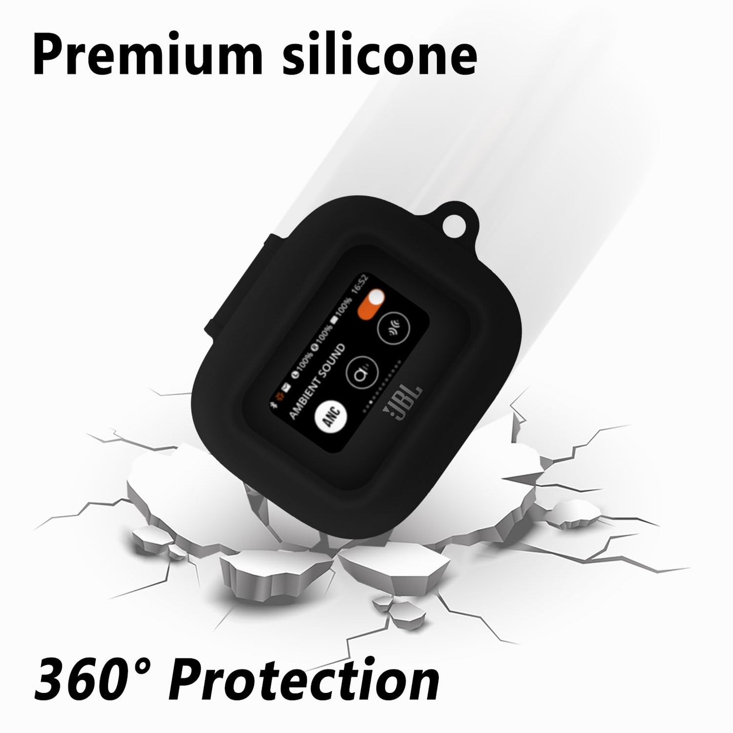 Geiomoo Silicone Case for JBL Live Beam 3, Buds 3, Flex 3, Protective Cover with Carabiner (Black)