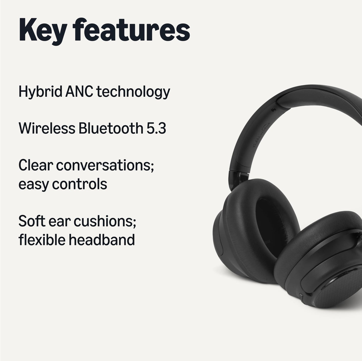 Amazon Basics Hybrid Active Noise Cancelling Headphones, 35 Hours Playtime with ANC on and 45 Hours with ANC Off, Wireless, Over Ear Comfortable Fit…