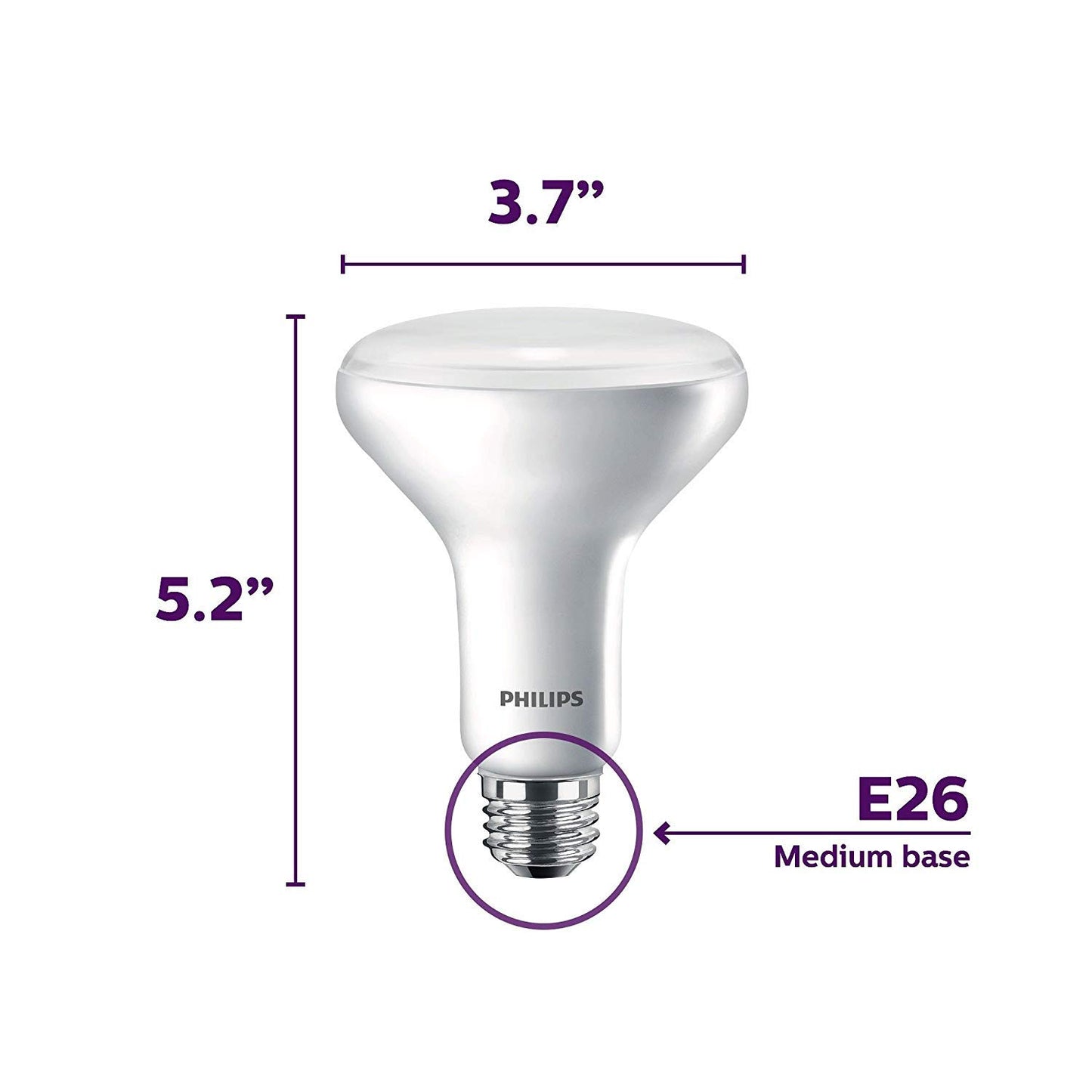 Philips 462291 Led Dimmable BR30 Light Bulb, 650 lm., 5000-Kelvin, 9W, E26 Base, Daylight (Pack of 6)