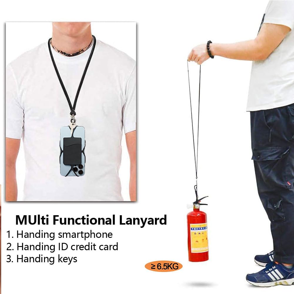Kinizuxi 2 Packs Cell Phone Lanyard Crossbody Adjustable Neck Phone Holder with Card Pocket, Universal Silicone Neck Strap Phone Lanyards for Around