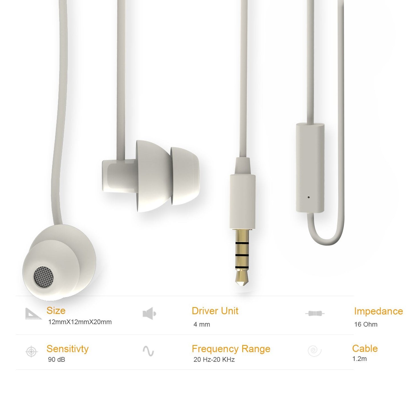MAXROCK Unique Total Soft Silicon Sleeping Headphones Earplugs Earbuds with Mic for Cellphones, Tablets and 3.5 mm Jack Plug (White)