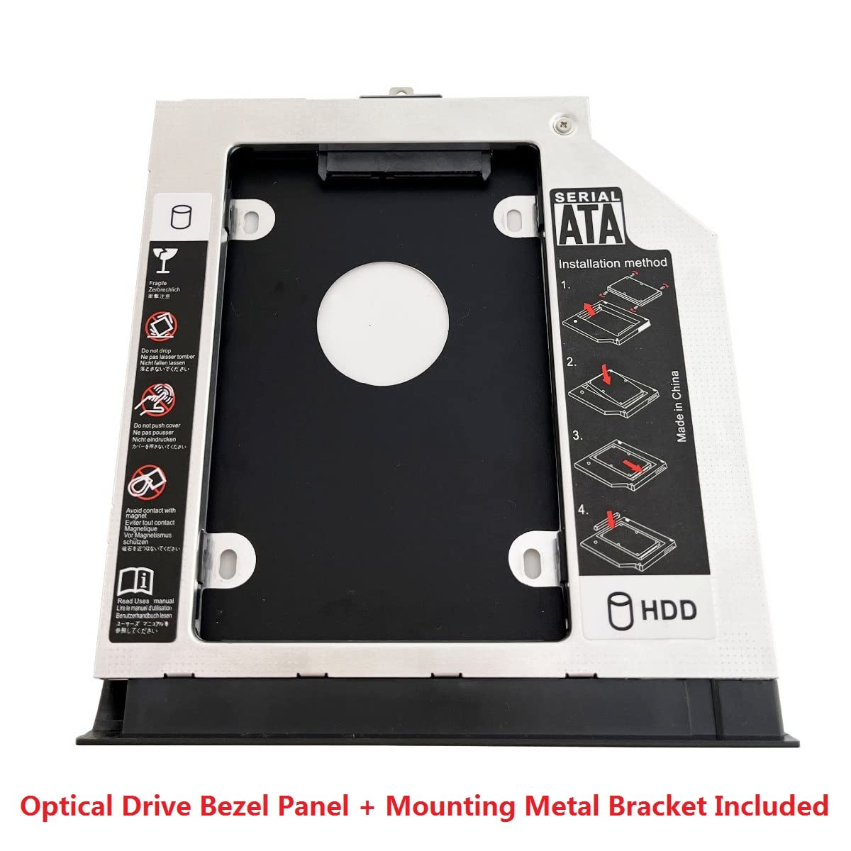 2nd HDD SSD Hard Drive Optical Frame Caddy Tray for Lenovo ThinkPad E550 E550C E555 E560 E565 only with Bezel Front Panel Faceplate Metal Bracket