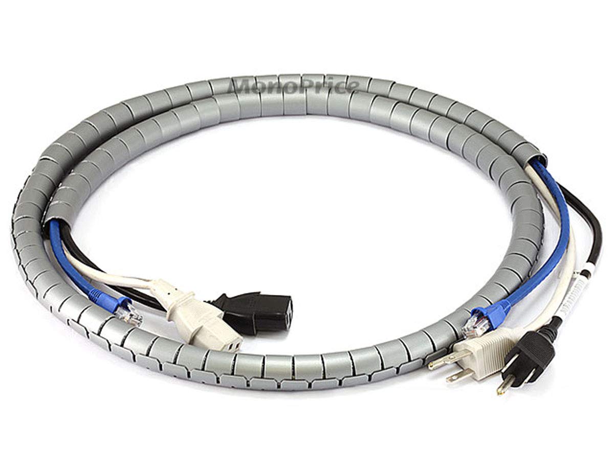 Monoprice 107023 15mm x 1.5m Spiral Wrap Bands, Gray