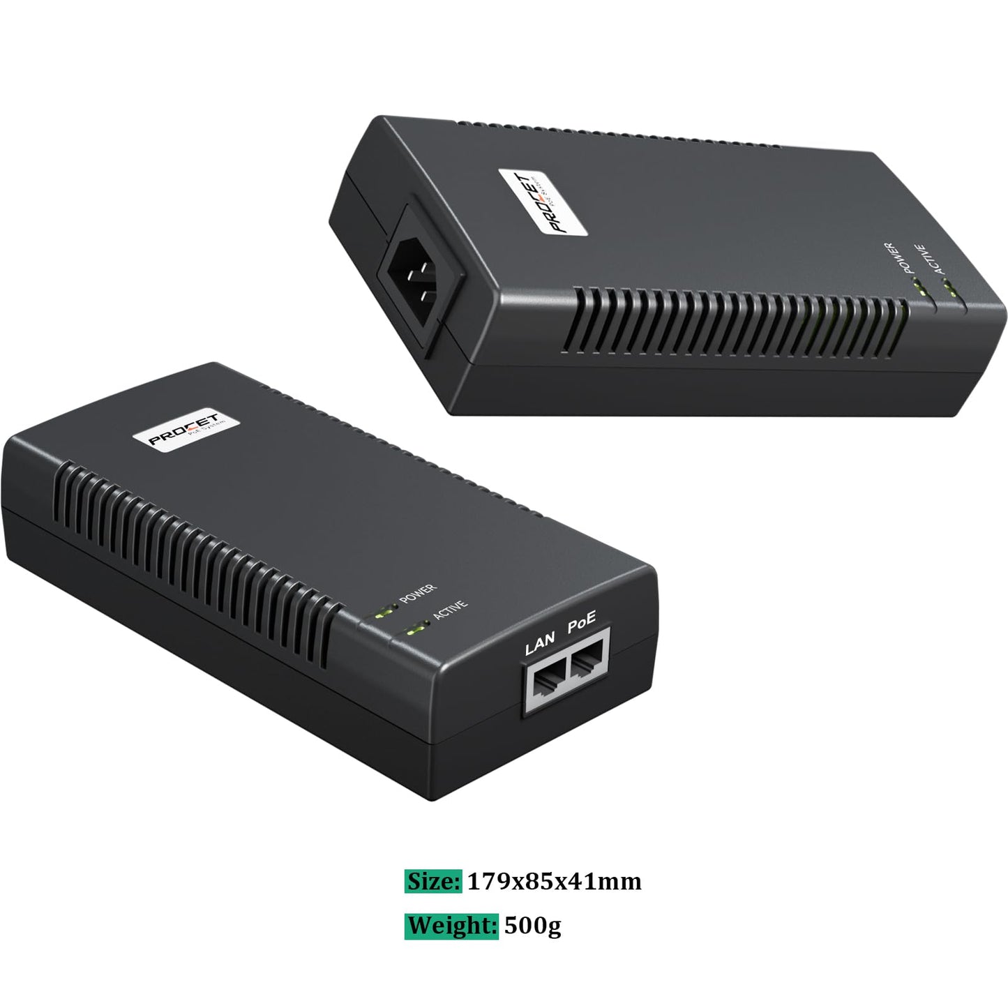 PROCET Gigabit PoE Injector 90W IEEE802.BT PoE Power Injector with 6KV Surge Protection for HD PTZ AI Camera, CCTV/IP Camera, UniFi U6 Enterprise