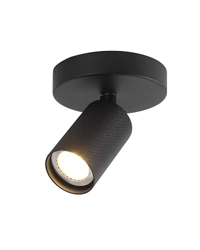 NatureLamp Black Ceiling Spotlight Indoor Adjustable 1-Light Track Lighting with Flexibly Rotatable Light Head for Bedroom, Kitchen, GU10 Bulb not