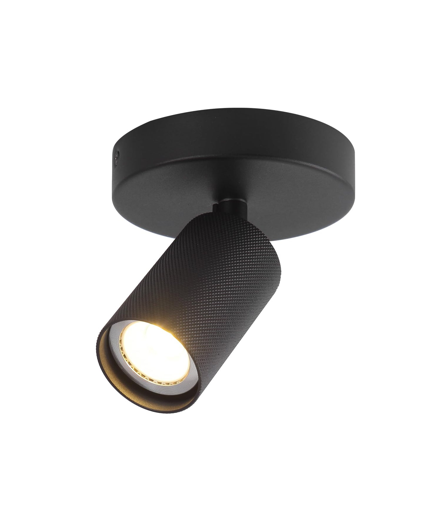 NatureLamp Black Ceiling Spotlight Indoor Adjustable 1-Light Track Lighting with Flexibly Rotatable Light Head for Bedroom, Kitchen, GU10 Bulb not