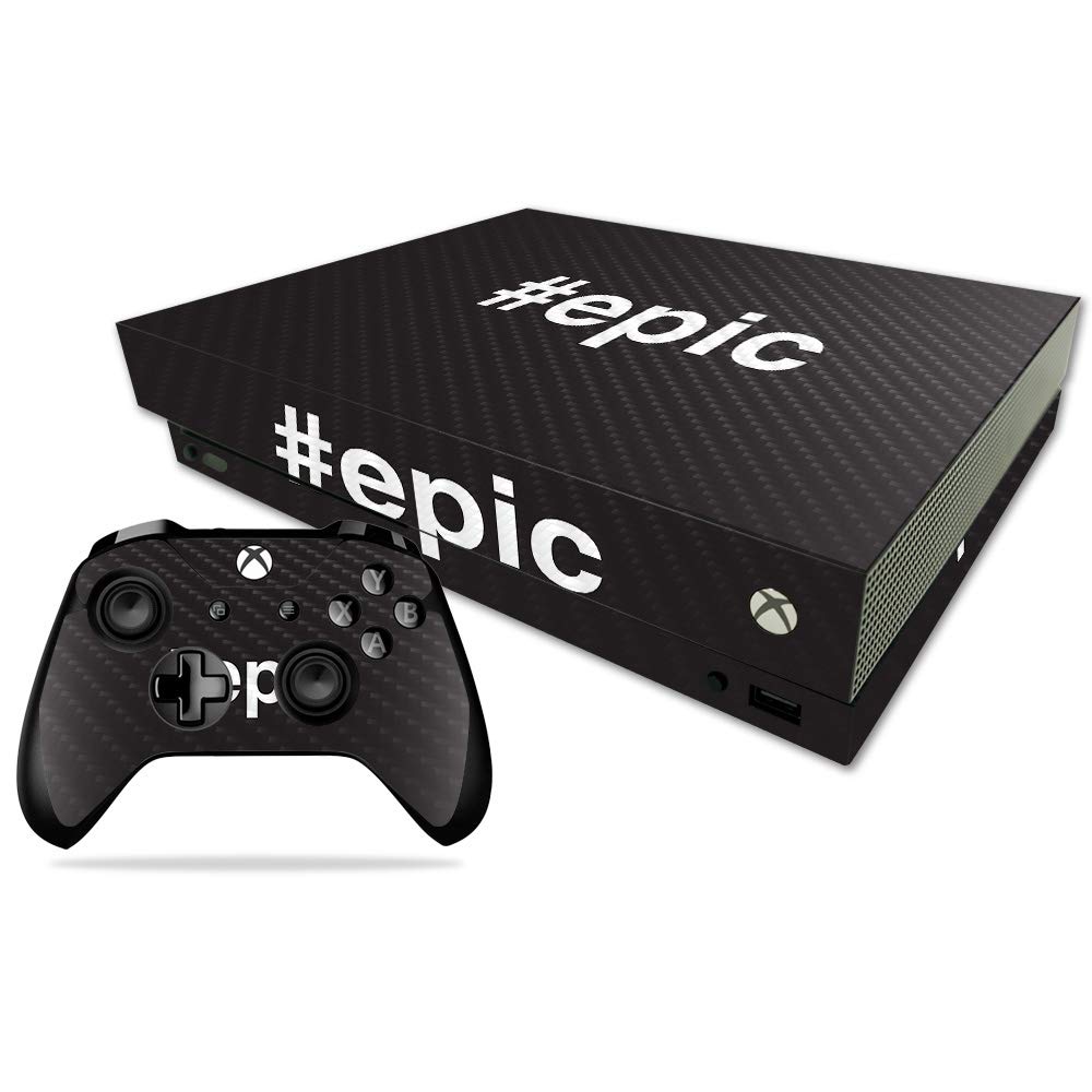 MightySkins Carbon Fiber Skin for Microsoft Xbox One X - Epic | Protective, Durable Textured Carbon Fiber Finish | Easy to Apply, Remove, and Change