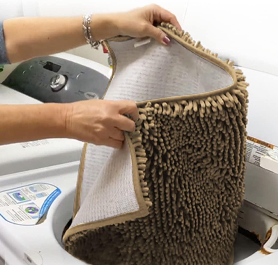 Muddy Mat® 4-Piece Beige Medium 30"X19" AS-SEEN-ON-TV Highly Absorbent Microfiber Door Mat, Bath Mat and Pet Rug, Non slip Thick Washable, Soft…