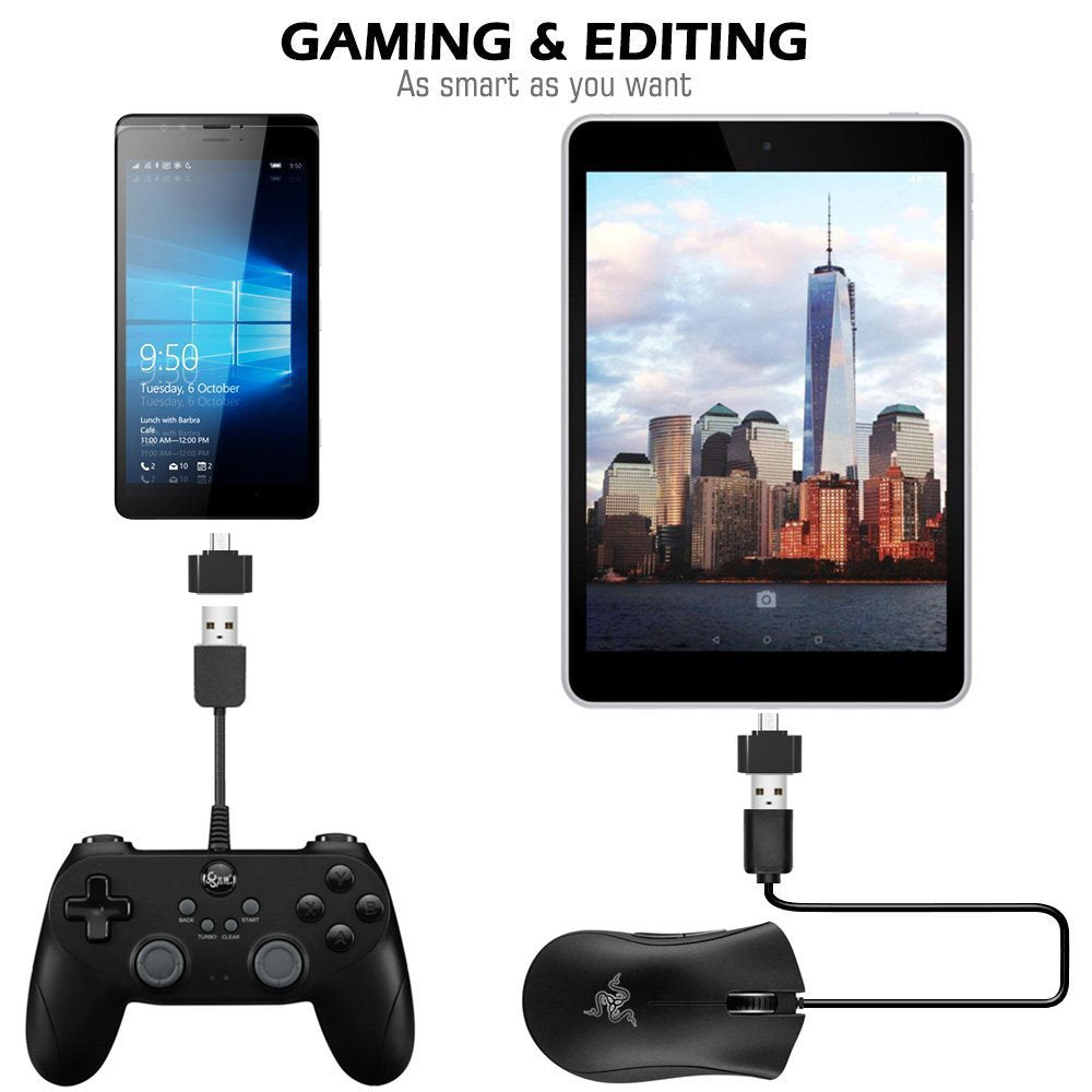 Micro USB OTG to USB Adapter, Mvpone Micro USB Male OTG to USB Female Adapter, USB On The Go Adapter 2 Pack (Black)