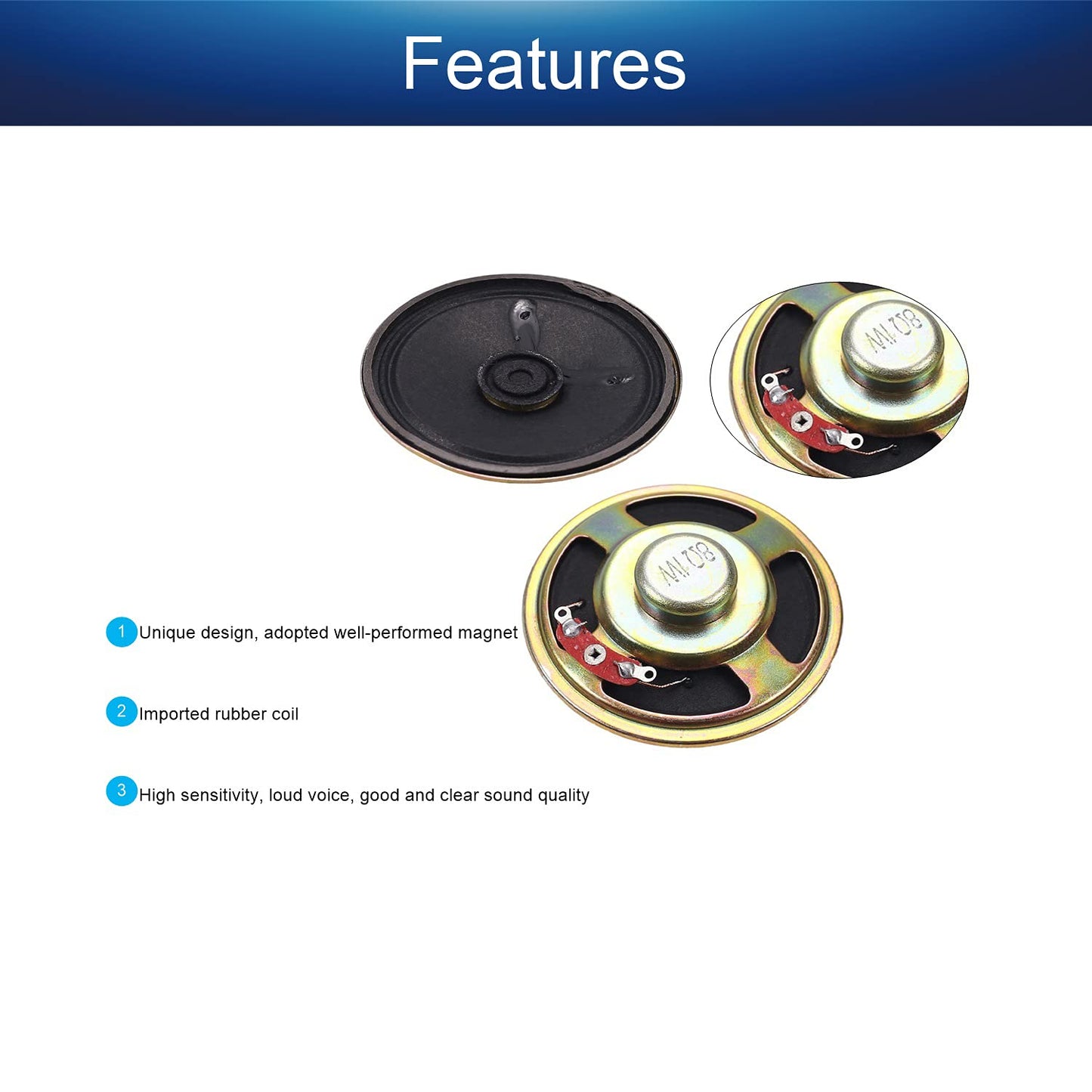 Fielect DIY Speaker 1W 8 Ohm 57mm Diameter Round Shape Replacement Loudspeaker 1pcs