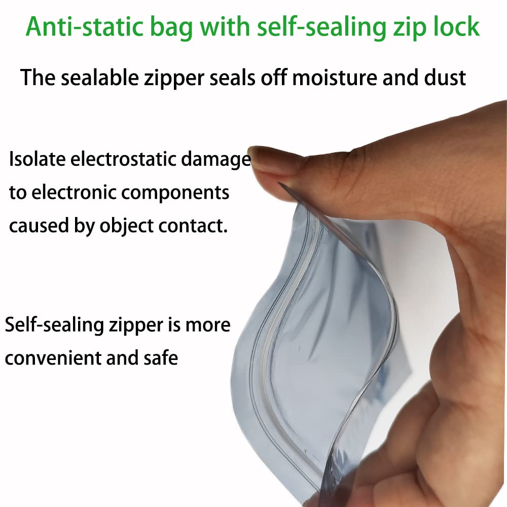 Mantianstar 50pcs 5.9x7.8in/15x20cm Anti Static Bags, Premium Resealable Antistatic Bags for Various Precision Parts, Electronic Equipment, HDD, SSD