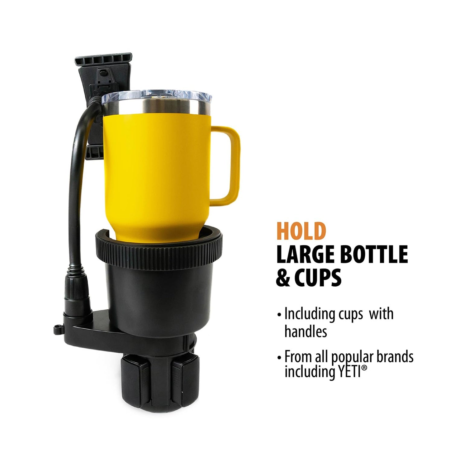 ToughTested TNT Tough N' Thirsty Mega XL Cupholder & Device Mount | Expands to Fit 1.2L Bottles | Adjustable 9" Gooseneck Arm for Phones, Tablets, GPS