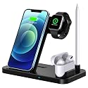 Wireless Charger, 4 in 1 Fast Wireless Charging Station Compatible with Apple Watch Airpods Pro iPhone 12/12 Pro/11/11 Pro/8/X, Wireless Charging