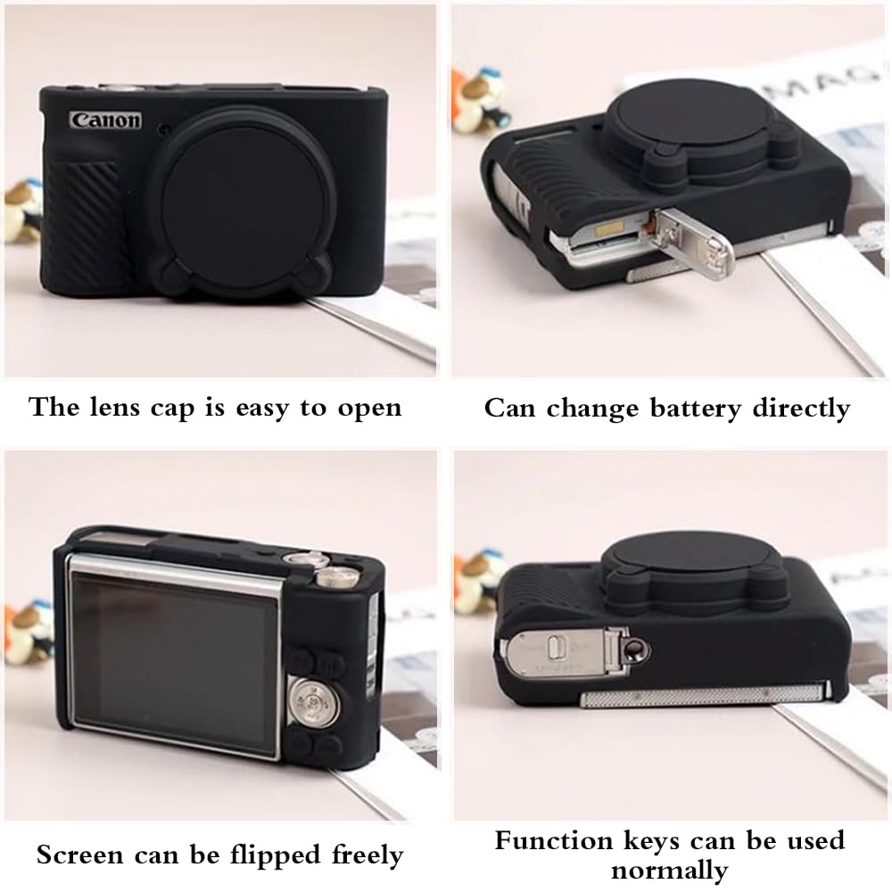 HUADU Screen Protector (2+1Pack) Compatible for Kinokoo SX730/ SX740,Tempered Glass Film Anti-Scratch High Definition and Soft Silicone Case for Canon