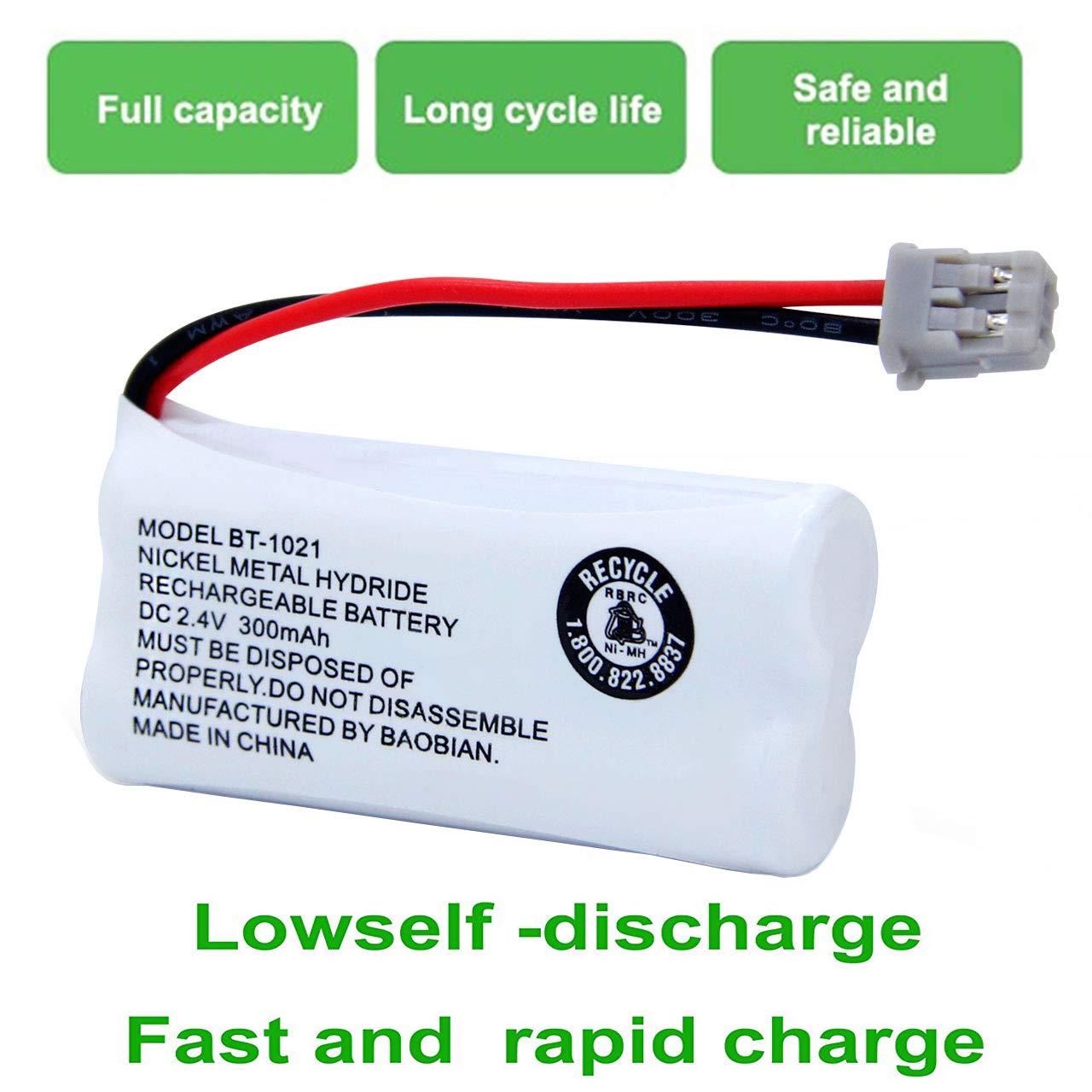 BAOBIAN BT-1021 BBTG0798001 Rechargeable Battery Replacement Compatible with Uniden Cordless Handset Telephones Model BT1021 BT-1008 BT-1016 2.4V