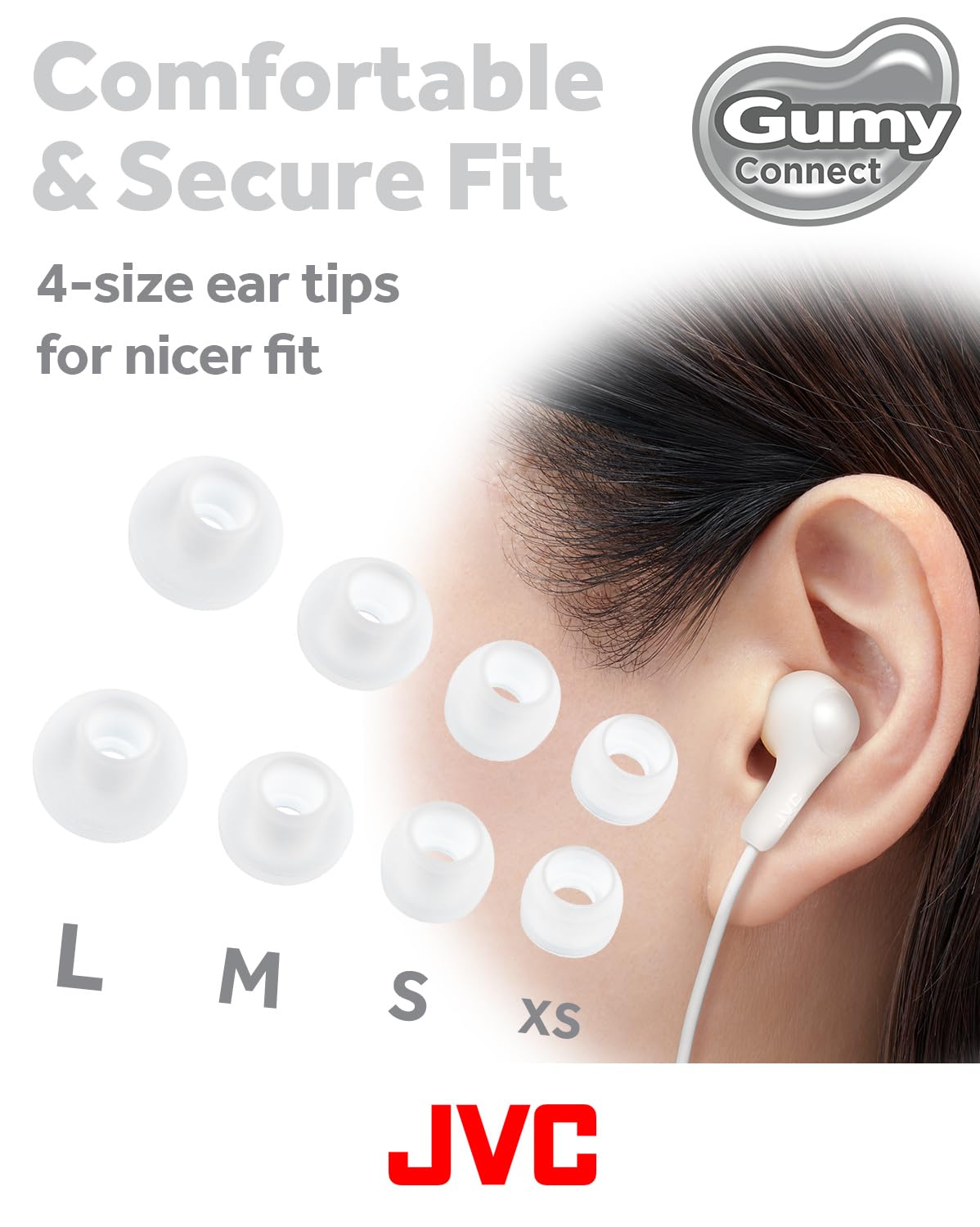 JVC Gumy Connect USB-C Wired Earbuds Headphones, Delay-Free for Videos and Gaming, Built-in DAC Reduces Noise and Improves Sound Quality, 9.2 mm