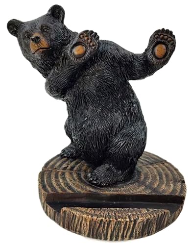 The Bridge Collection 5" Black Bear Cellphone Stand - Black Bear Decor for Cabin, Mountain, Camping Decor for Home- Phone Stand