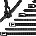 Reusable Zip Ties 12 Inch, 100pcs 50lb Black Zip Tie Heavy Duty Outdoor Cable Ties, Releasable Plastic Tie Wraps, Wire Ties Removable for Cord