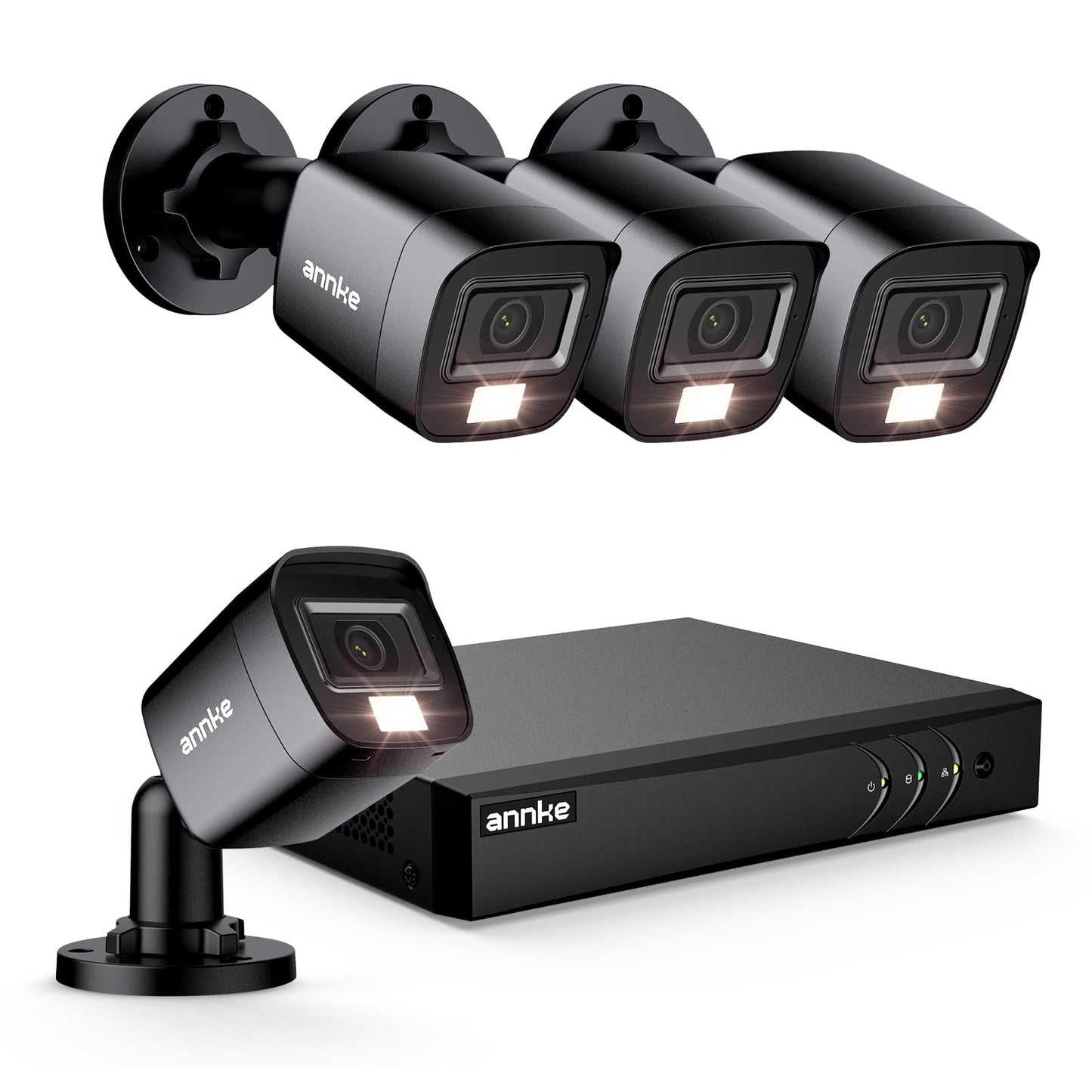 ANNKE 8CH Wired Outdoor Security Camera System with AI Human/Vehicle Detection, 5MP Lite H.265+ CCTV DVR Recorder and 4 x 1080P Surveillance Cameras