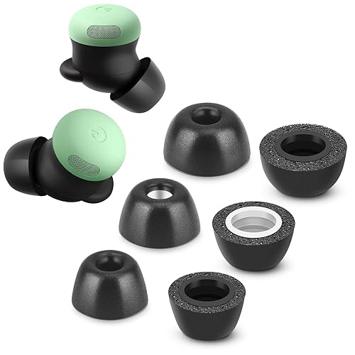 Memory Foam Tips for New Google Pixel Buds Pro 2 / Pixel Buds 2a, No Silicone Eartips Pain, Anti-Slip Replacement Ear Tips, Fit in the Charging Case
